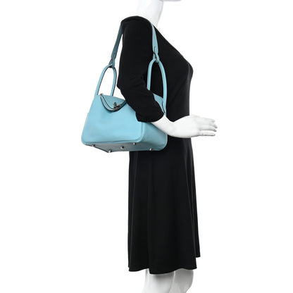 Hermes Taurillon Clemence Lindy 26 Bleu Atoll 2 of 14