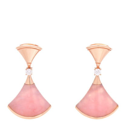 Bulgari 18K Rose Gold Diamond Pink Opal Divas' Dream Earrings 1 of 6