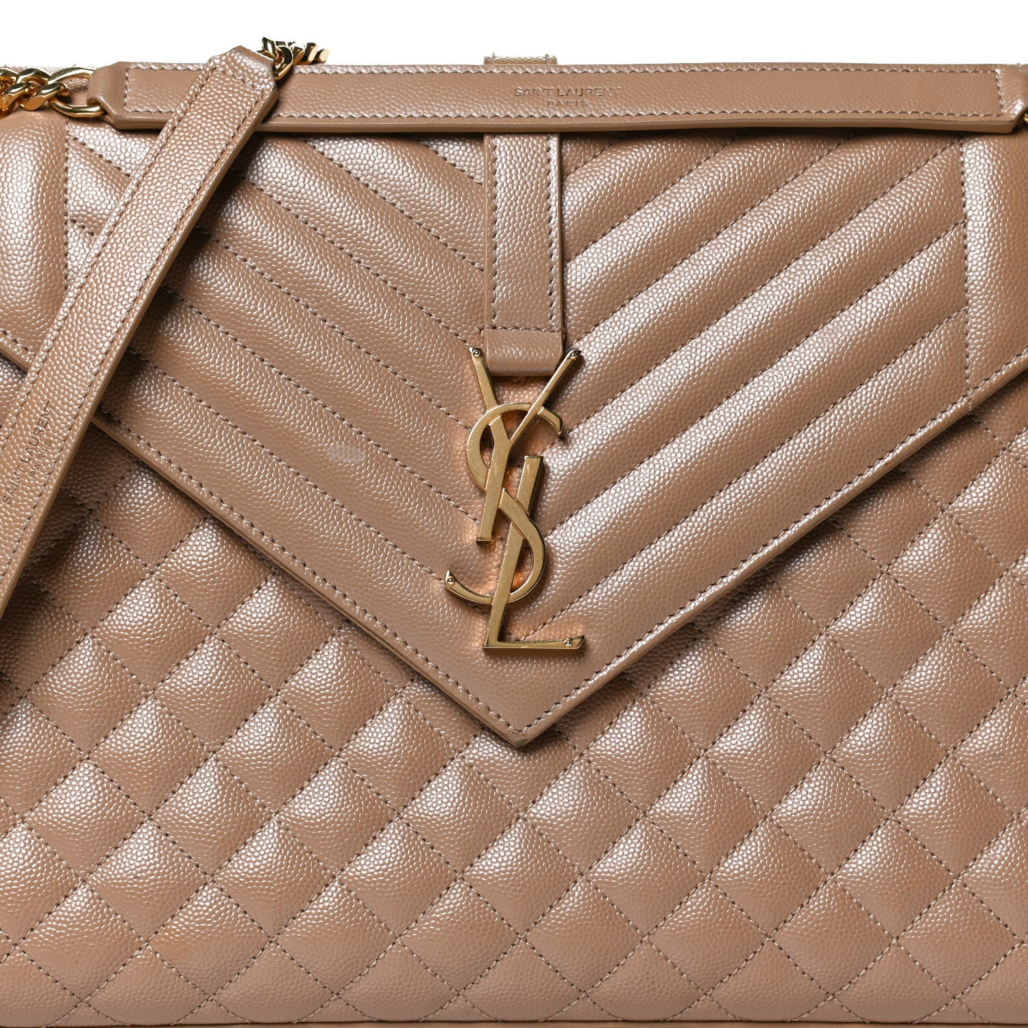 Saint Laurent Grain De Poudre Textured Mixed Matelasse Triquilt Large Monogram Satchel Cork 9 of 13