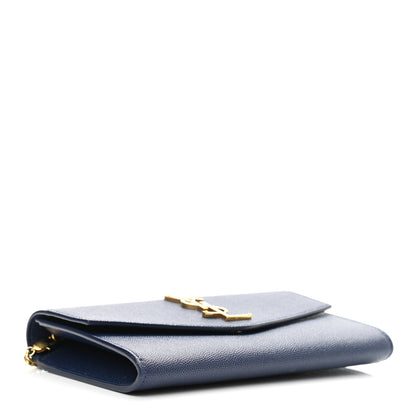 Saint Laurent Grain De Poudre Monogram Uptown Chain Wallet Blue Charron 5 of 13