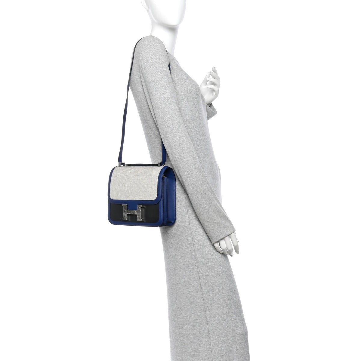 Hermes Swift Toile Constance 24 Bleu Saphir Black Ecru 2 of 11