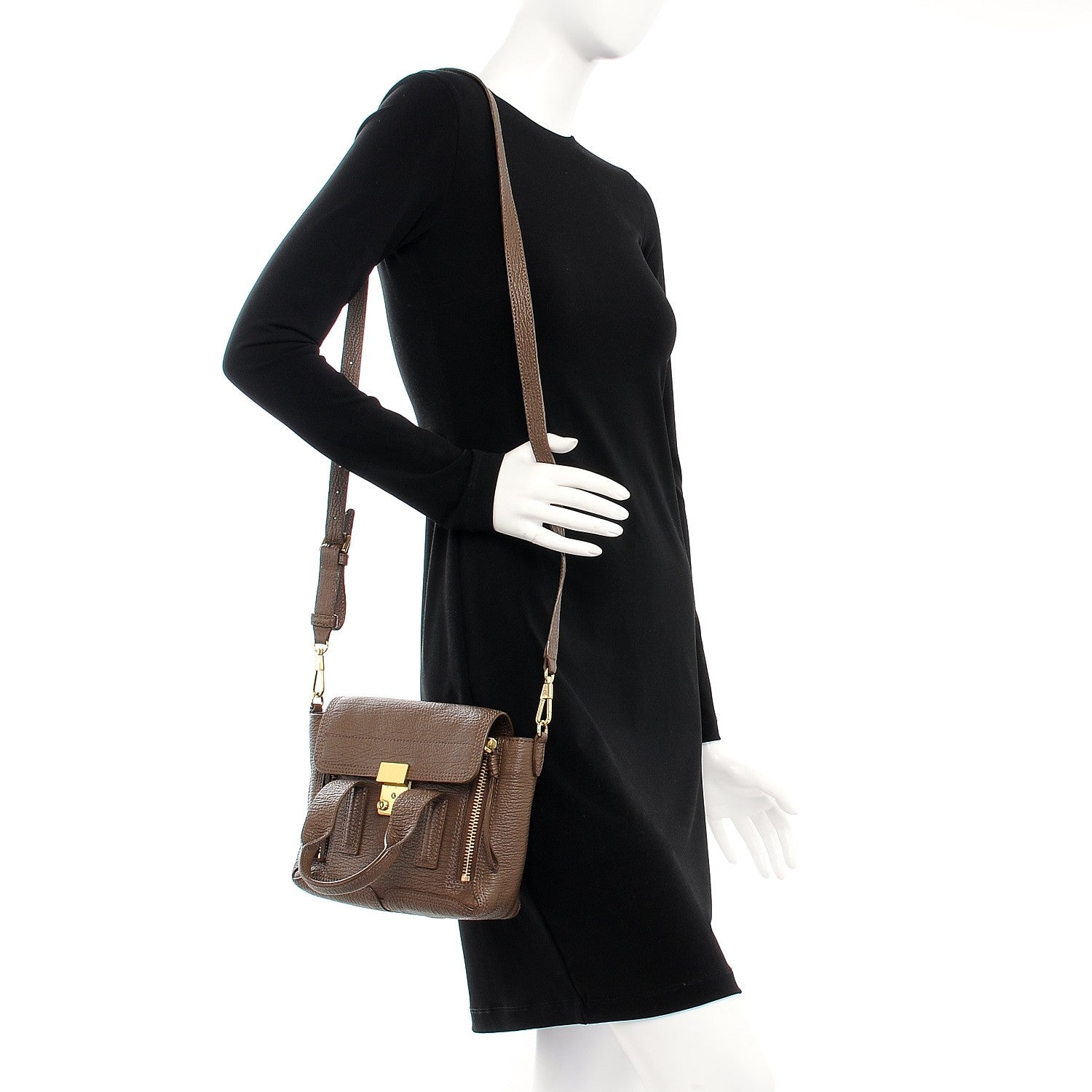3.1 Phillip Lim 3.1 Textured Calfskin Mini Pashli Satchel Taupe 2 of 8
