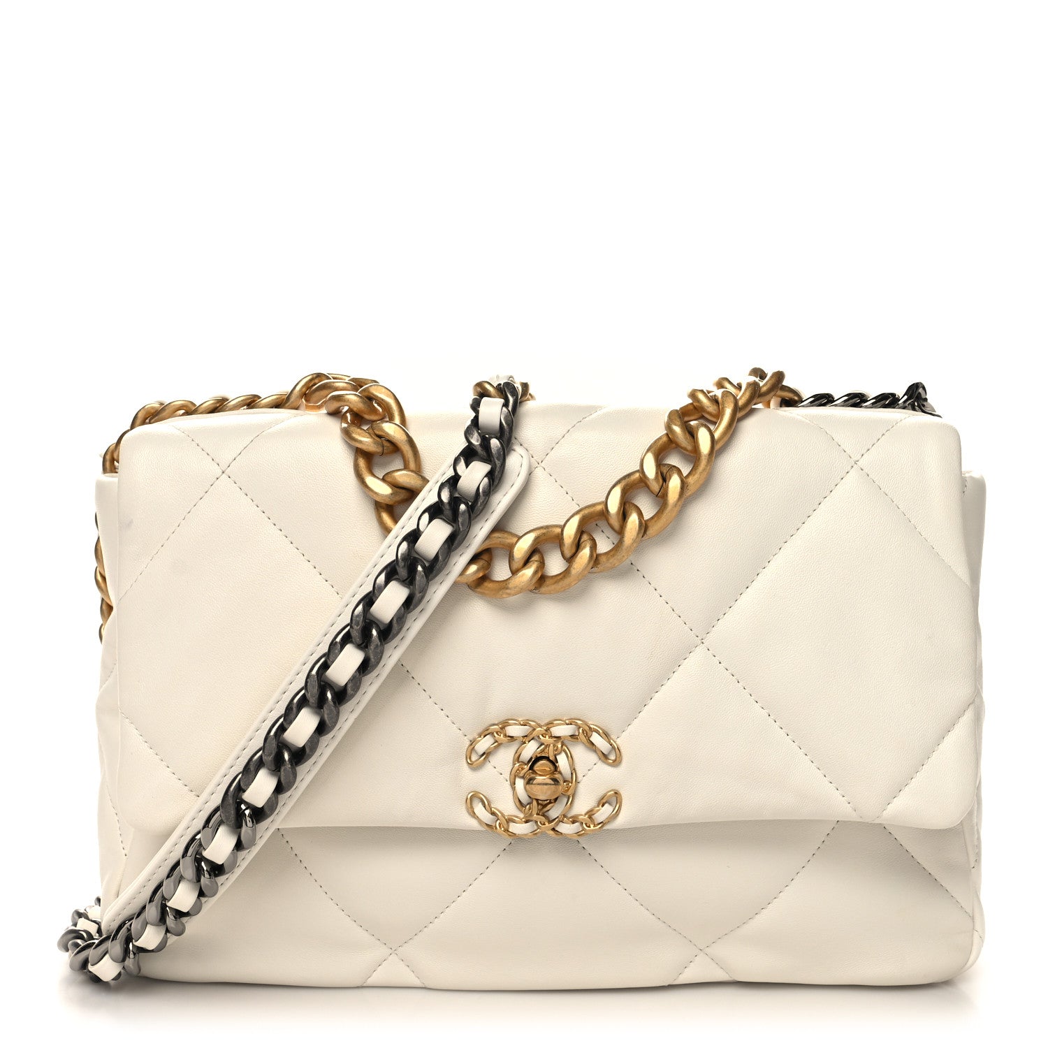 Chanel Lambskin Quilted Large Chanel 19 Flap White 1 of 11