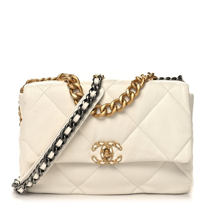 Chanel Lambskin Quilted Large Chanel 19 Flap White 1 of 11