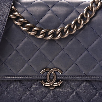 Chanel Caviar Iridescent Calfskin Quilted Medium Daily Carry Messenger Navy 15 of 16