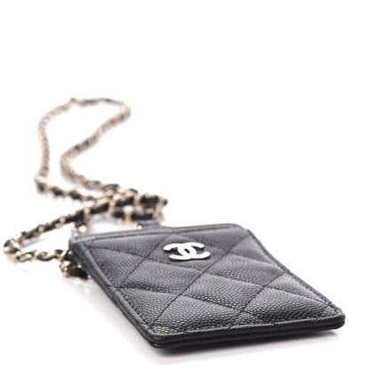 Chanel Caviar Quilted Card Holder On Chain Black 4 of 7