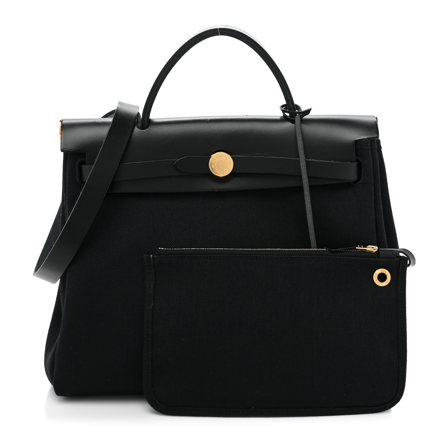 Hermes Military Toile Vache Hunter Herbag Zip PM 31 Black 3 of 10
