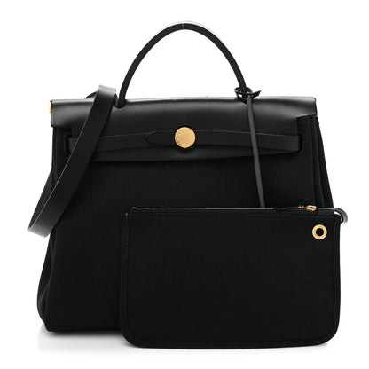Hermes Military Toile Vache Hunter Herbag Zip PM 31 Black 3 of 10