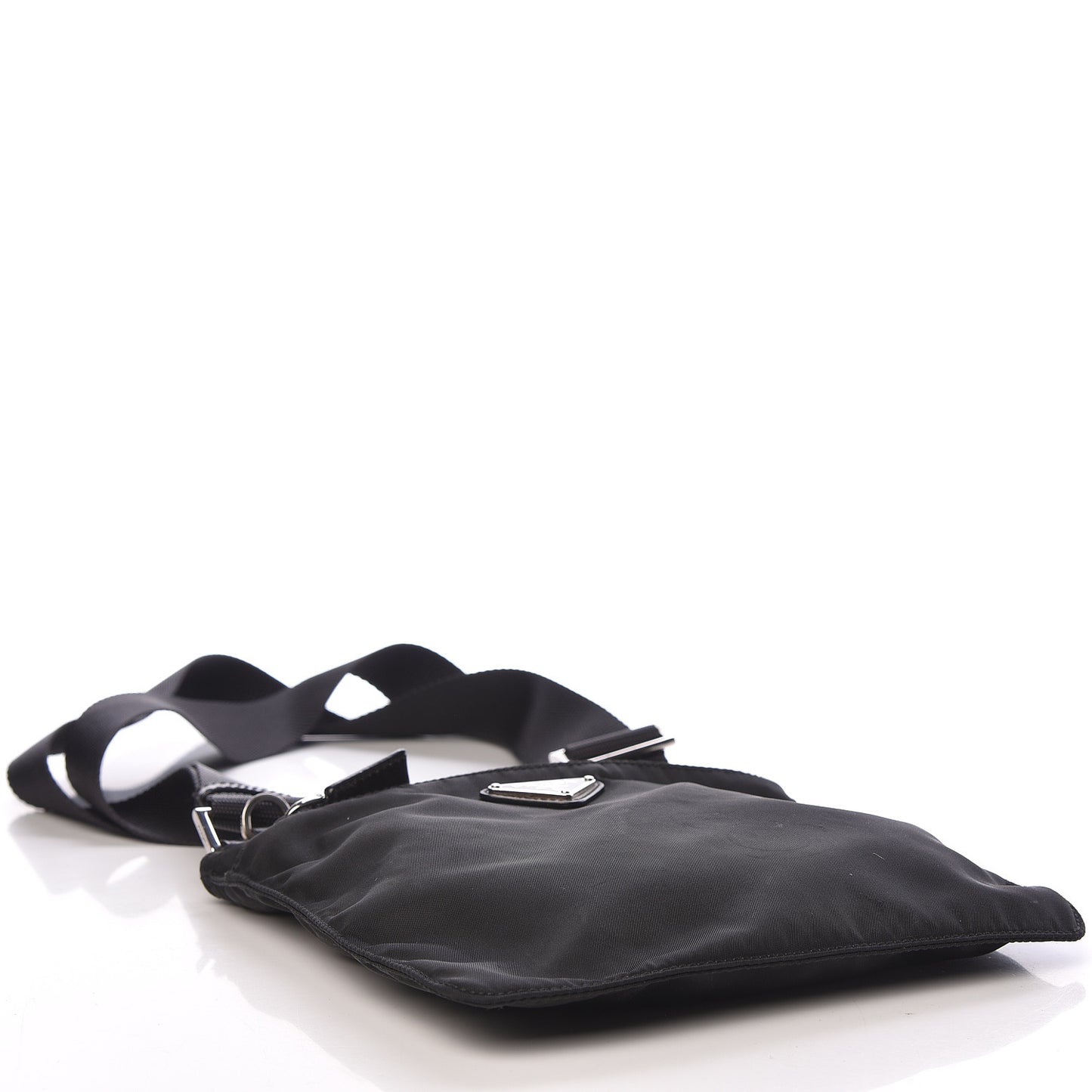 Nylon Small Flat Messenger Bag Black