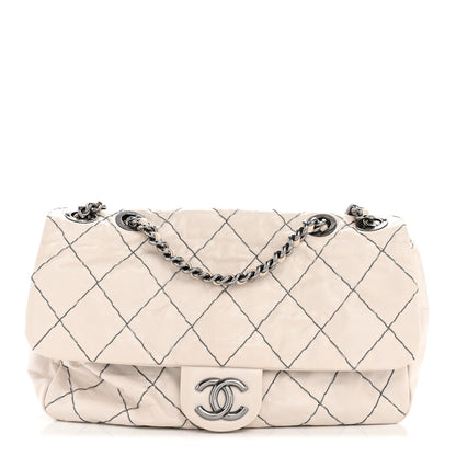 Chanel Glazed Goatskin Double Stitch Flap Ivory 1 of 12