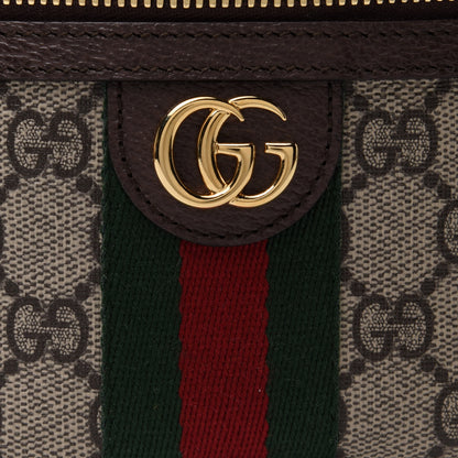 Gucci GG Supreme Monogram Textured Calfskin Web Ophidia Vanity Cosmetic Case Beige Ebony New Acero 8 of 12