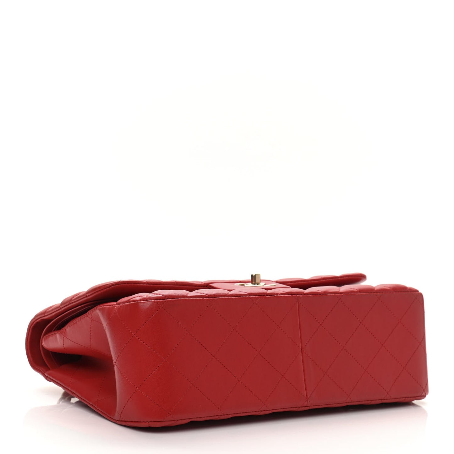 Lambskin Quilted Jumbo Double Flap Red