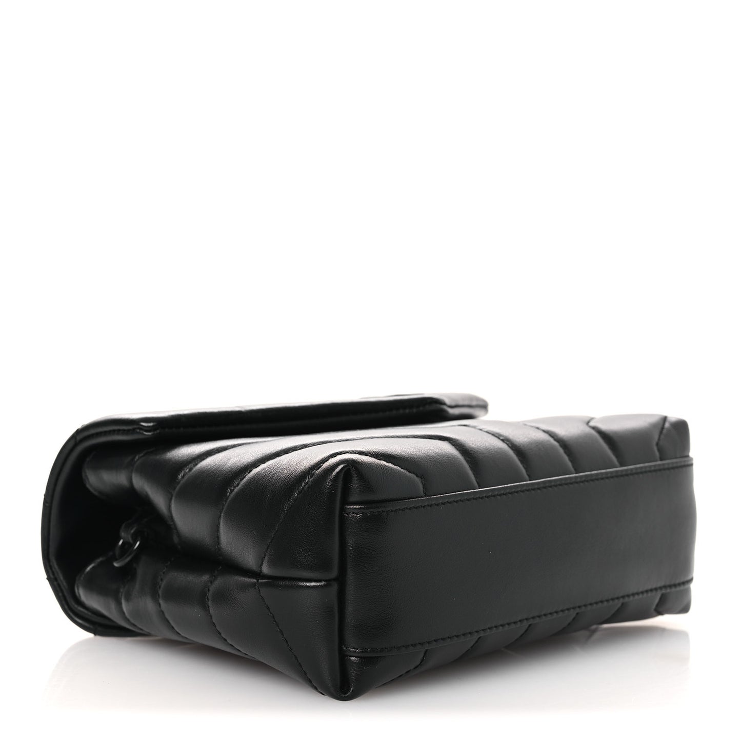 Calfskin Y Quilted Monogram Monochrome Toy Loulou Crossbody Bag Black