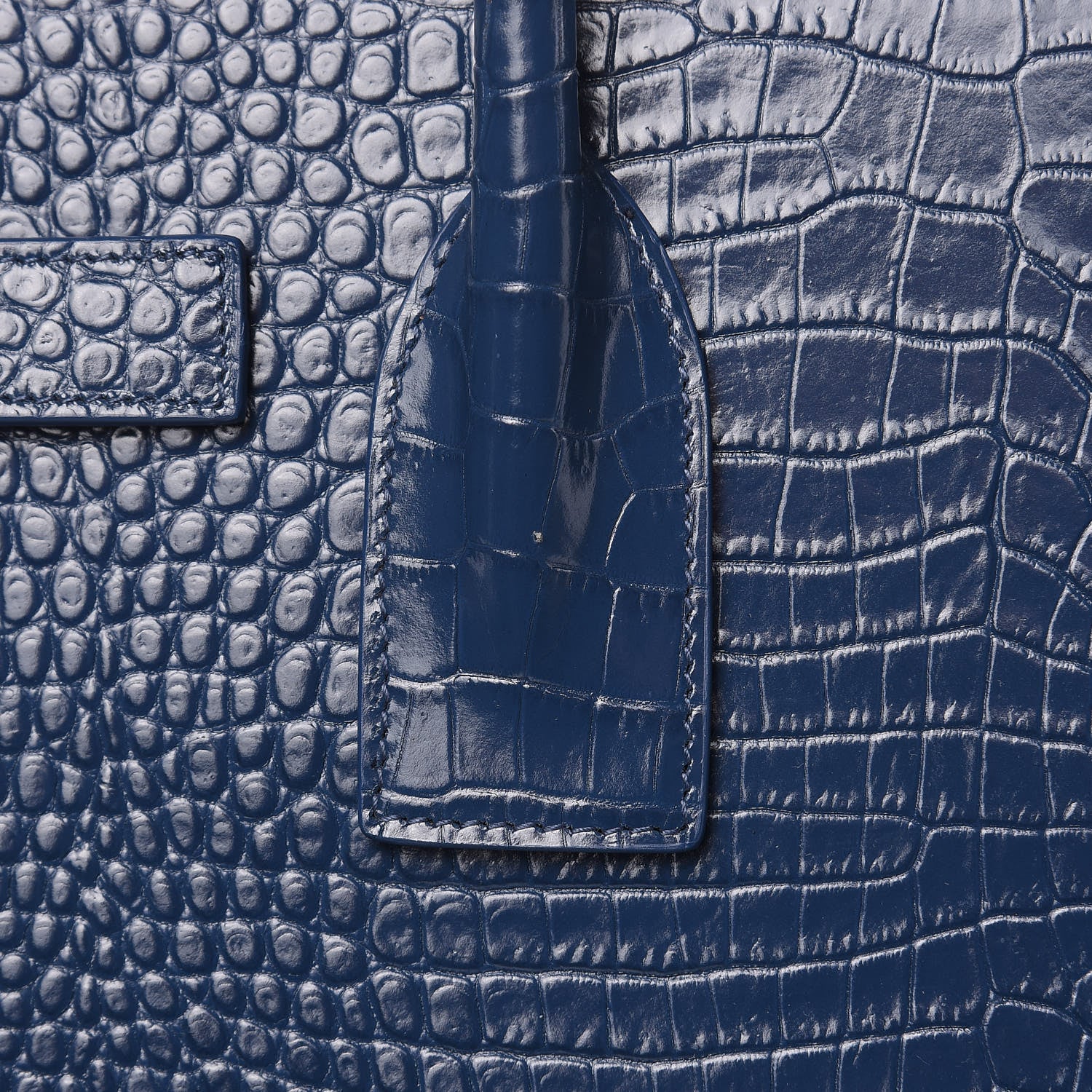 Saint Laurent Calfskin Crocodile Embossed Small Sac De Jour Denim 9 of 11
