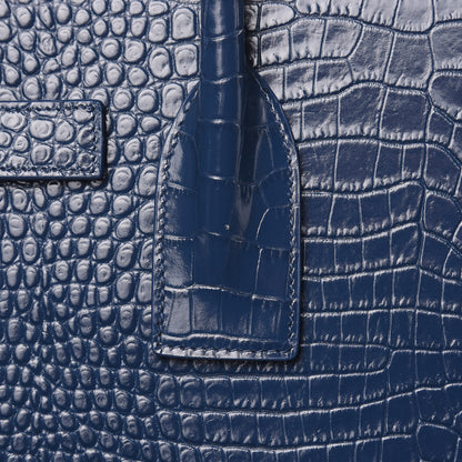Saint Laurent Calfskin Crocodile Embossed Small Sac De Jour Denim 9 of 11