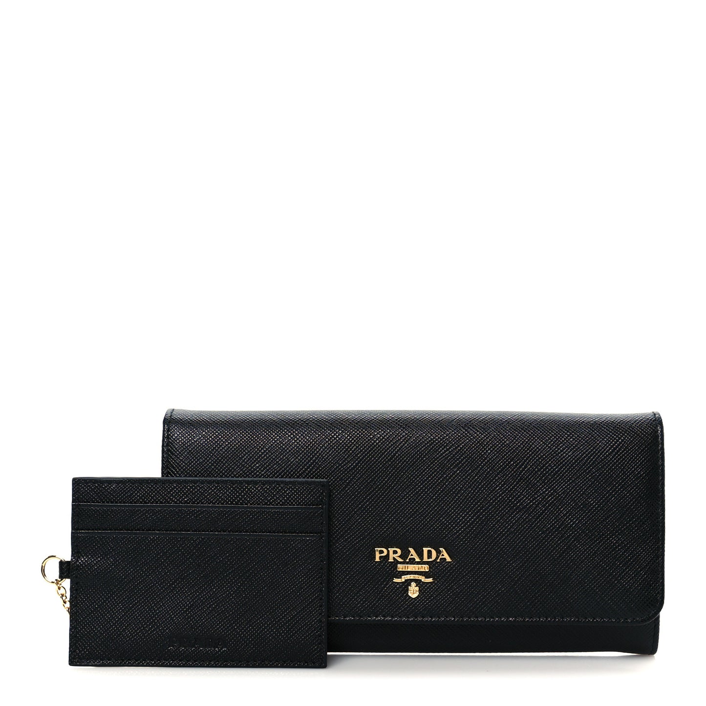 Saffiano Metal Continental Flap Wallet Black