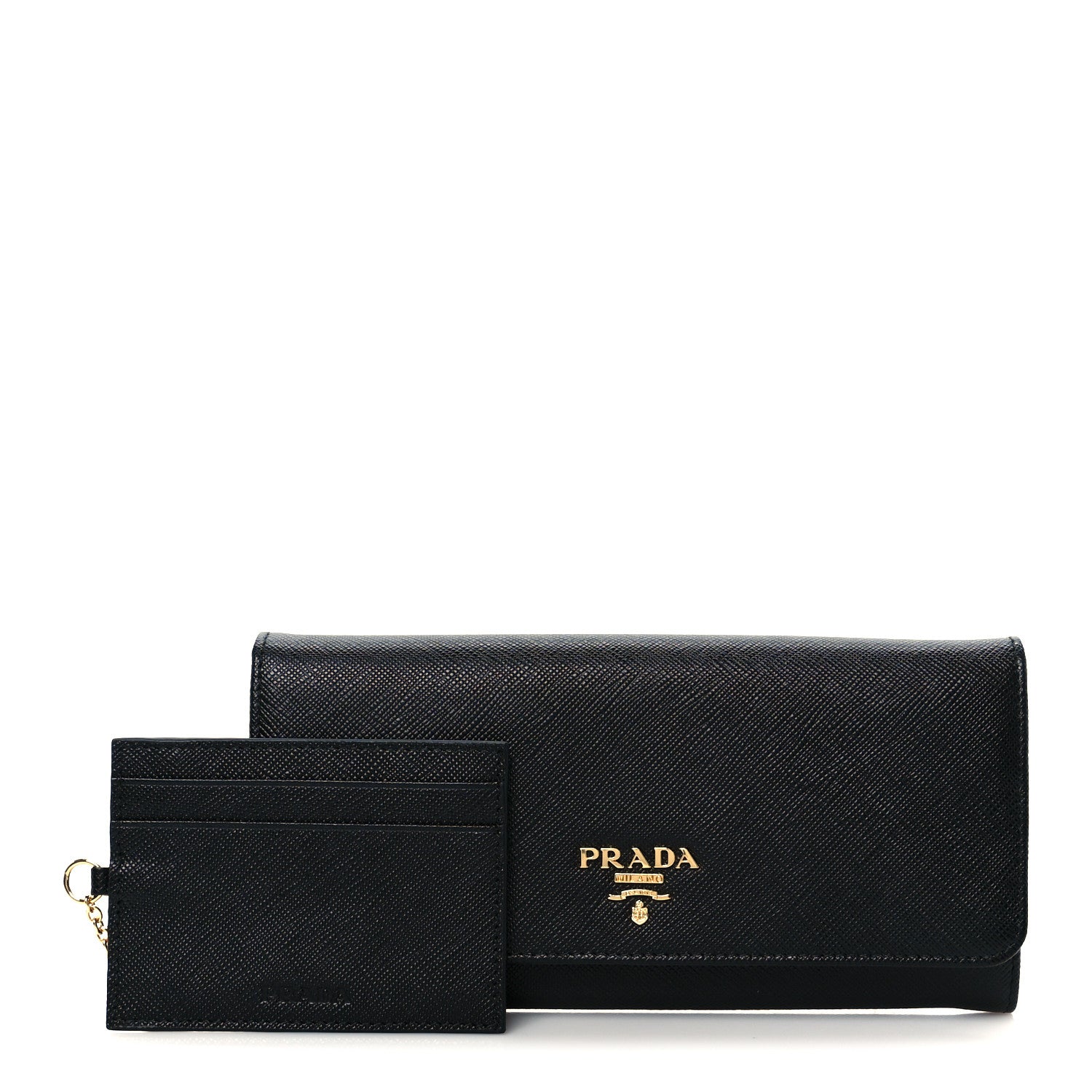 Prada Saffiano Metal Continental Flap Wallet Black 6 of 18