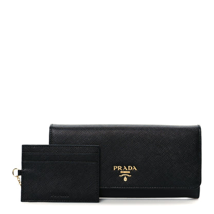 Prada Saffiano Metal Continental Flap Wallet Black 6 of 18