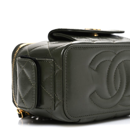 Chanel Lambskin Quilted Polly Pocket East West Top Vanity With Chain Khaki 9 of 10