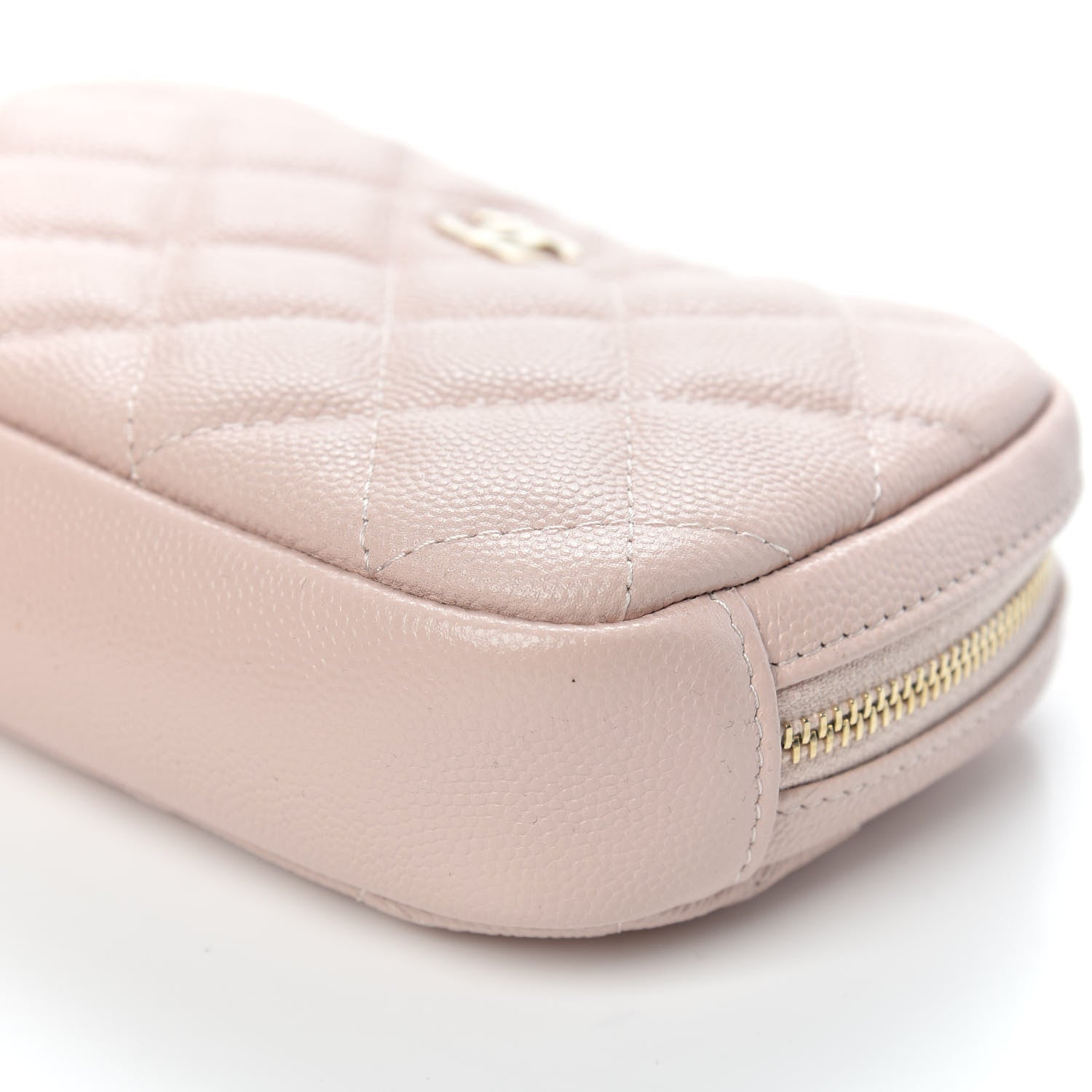 Chanel Caviar Quilted Small Curvy Pouch Cosmetic Case Light Pink 9 of 10