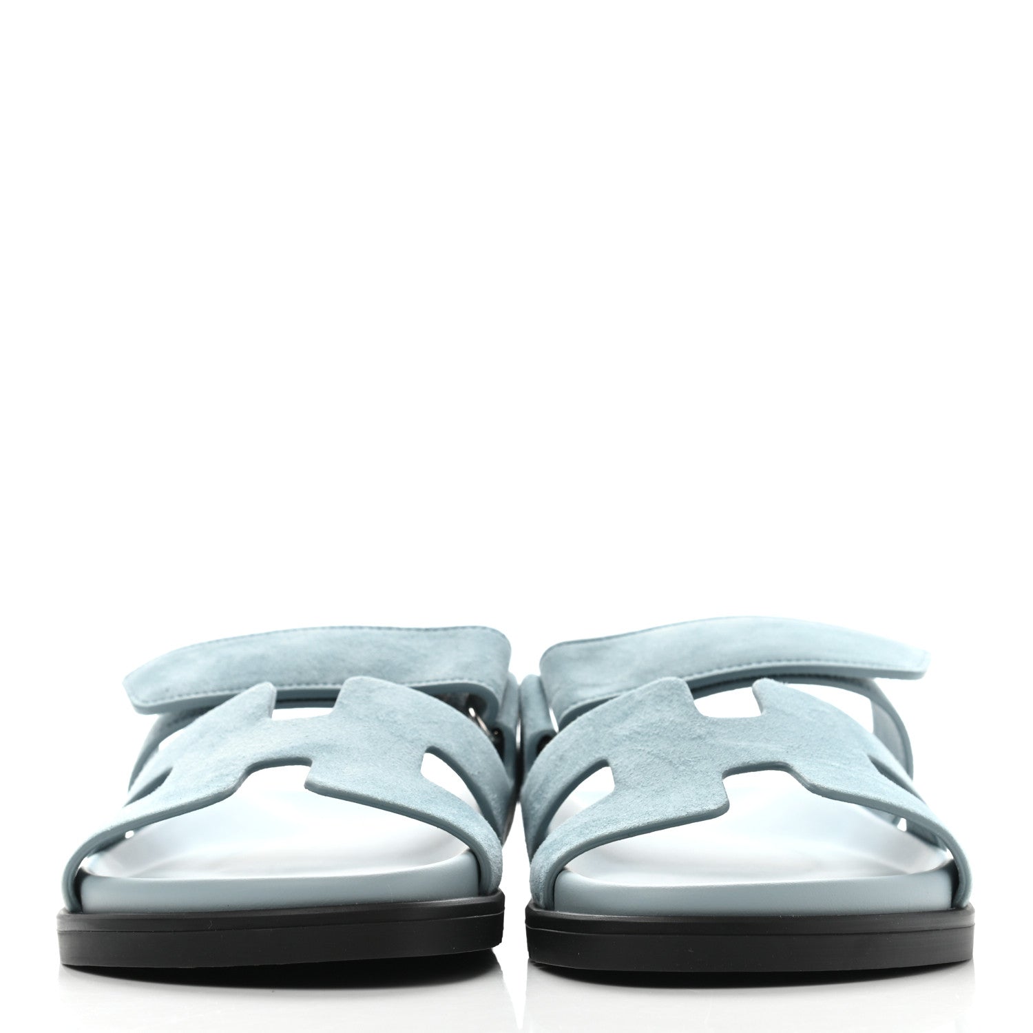 Hermes Suede Goatskin Womens Chypre Sandals 37 Vert d'eau 2 of 12