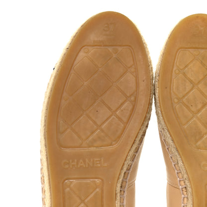 Chanel Lambskin CC Espadrilles 37 Beige Black 6 of 13