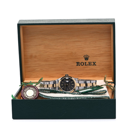 Rolex Stainless Steel 18K Yellow Gold Diamond 26mm Oyster Perpetual Datejust Watch Black 69176 8 of 8