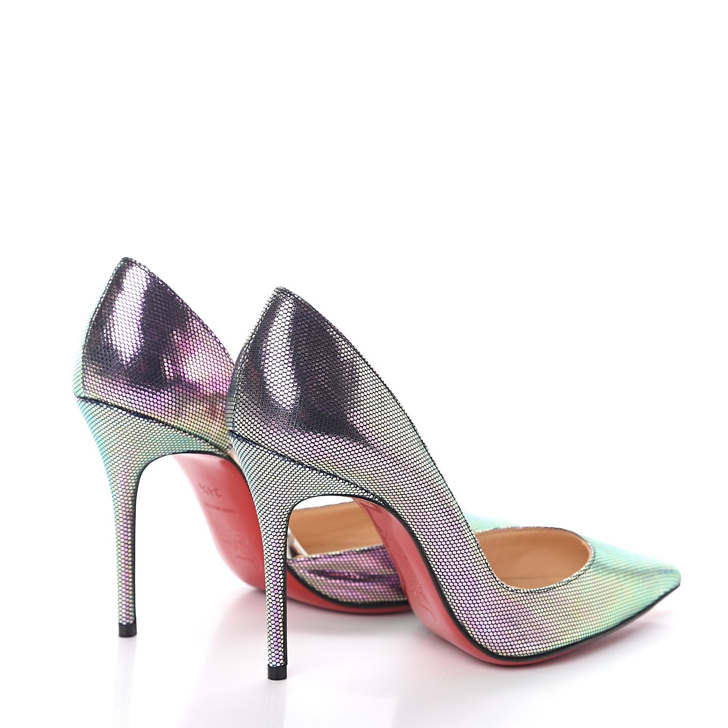 Christian Louboutin Tissu Scarabe Specchio Iriza 100 Pumps 34.5 Digital Silver 4 of 6