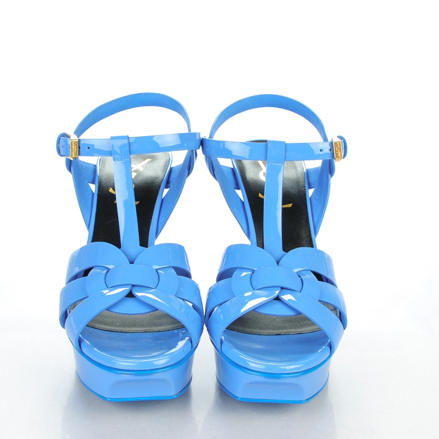 Saint Laurent Patent Tribute 75 Platform Sandals 35 Blue 2 of 9