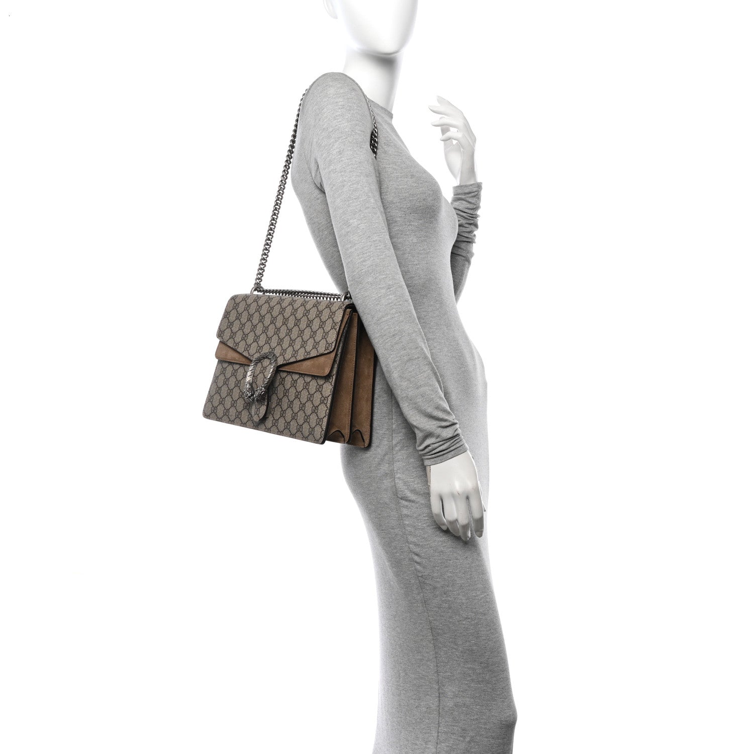 Gucci GG Supreme Monogram Medium Dionysus Shoulder Bag Taupe 2 of 13