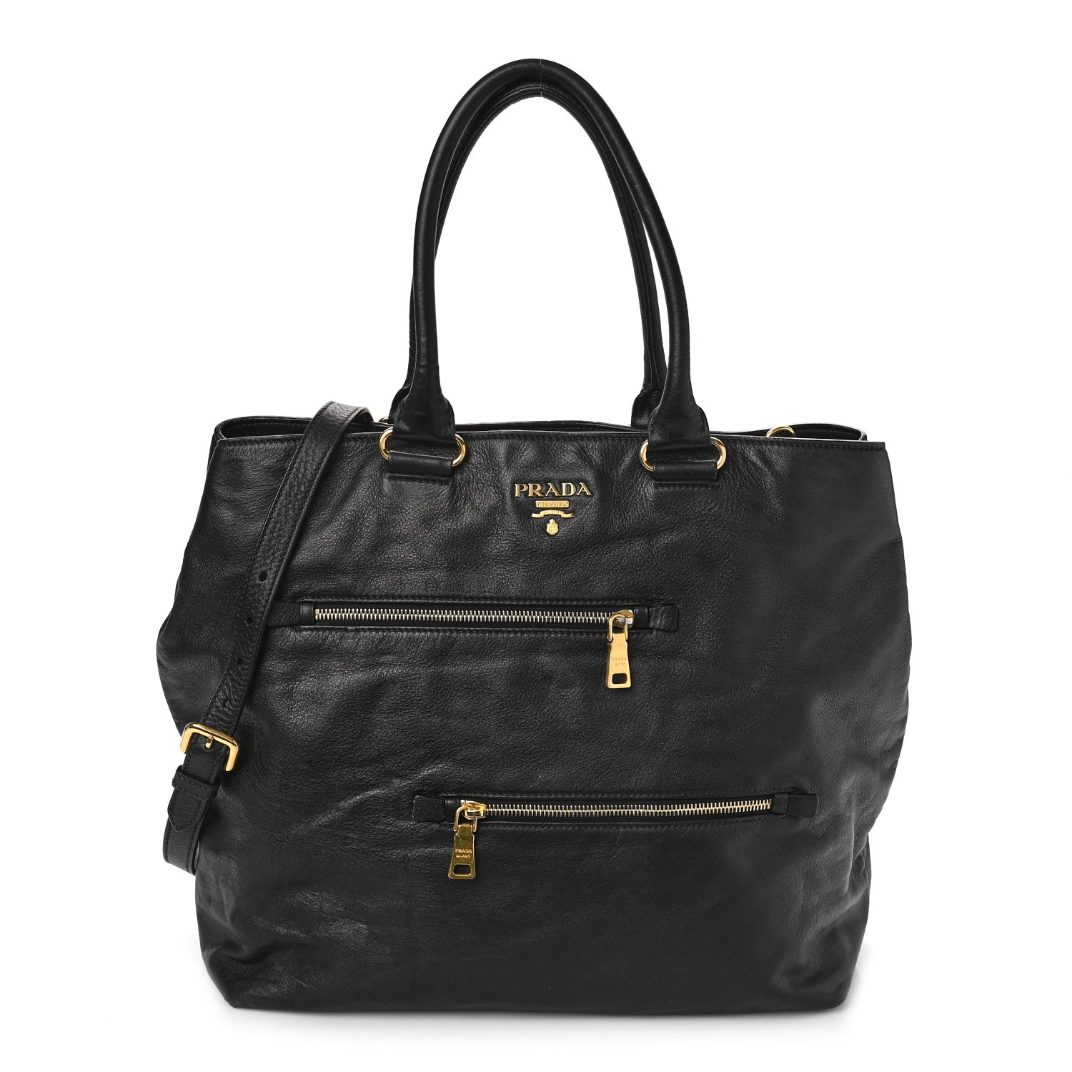 Prada Soft Calf Tote Black 1 of 8