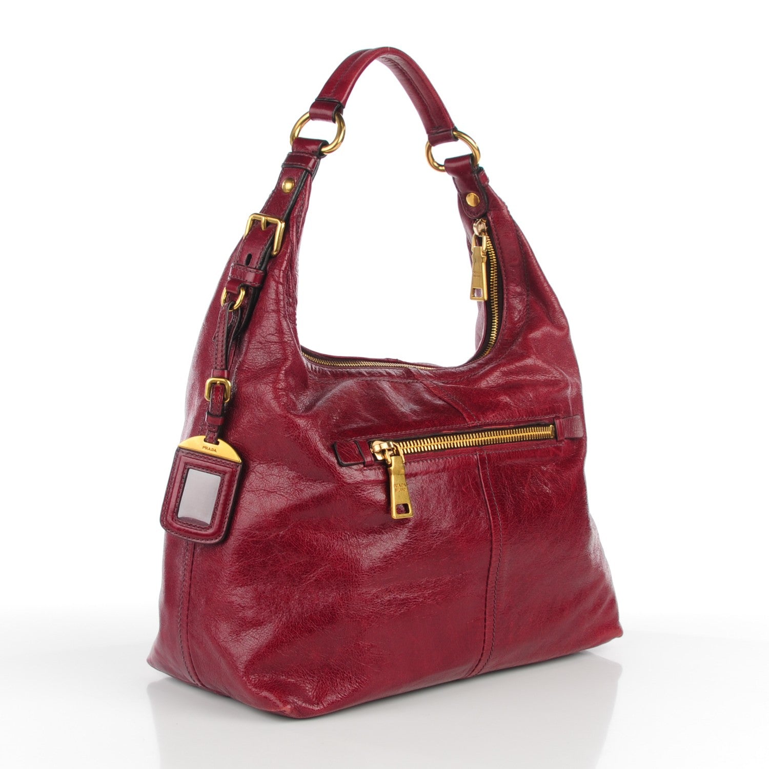 Prada Vitello Shine Hobo Amaranto 3 of 9