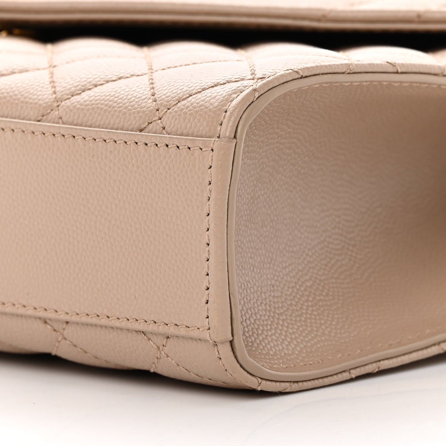 Grain De Poudre Textured Mixed Matelasse Medium Triquilt Monogram Satchel Dark Beige