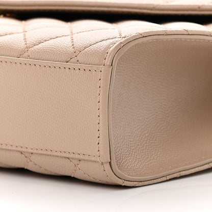 Saint Laurent Grain De Poudre Textured Mixed Matelasse Medium Triquilt Monogram Satchel Dark Beige 9 of 14