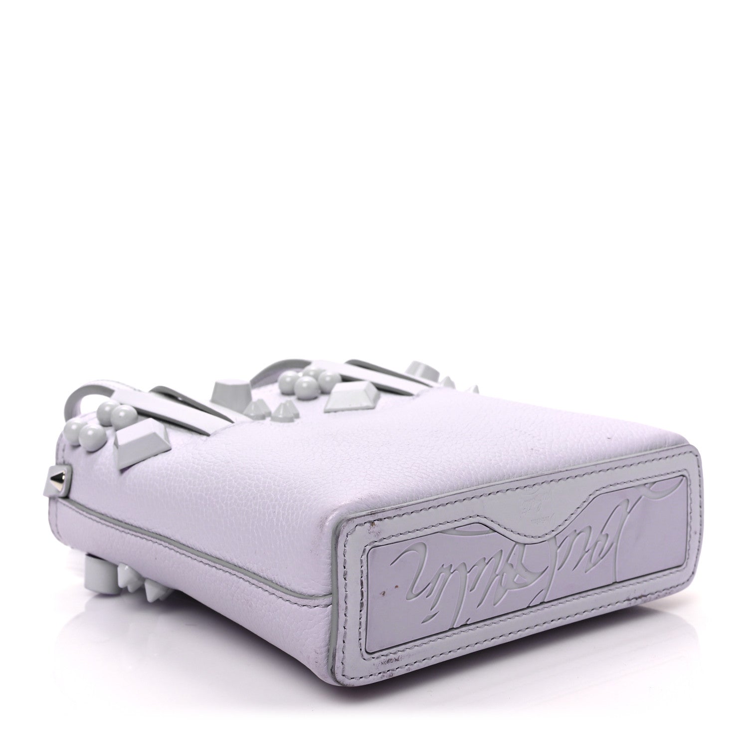 Christian Louboutin Calfskin Empire Spike Studded Mini North South Cabata Tote Lilac Smoke 4 of 9