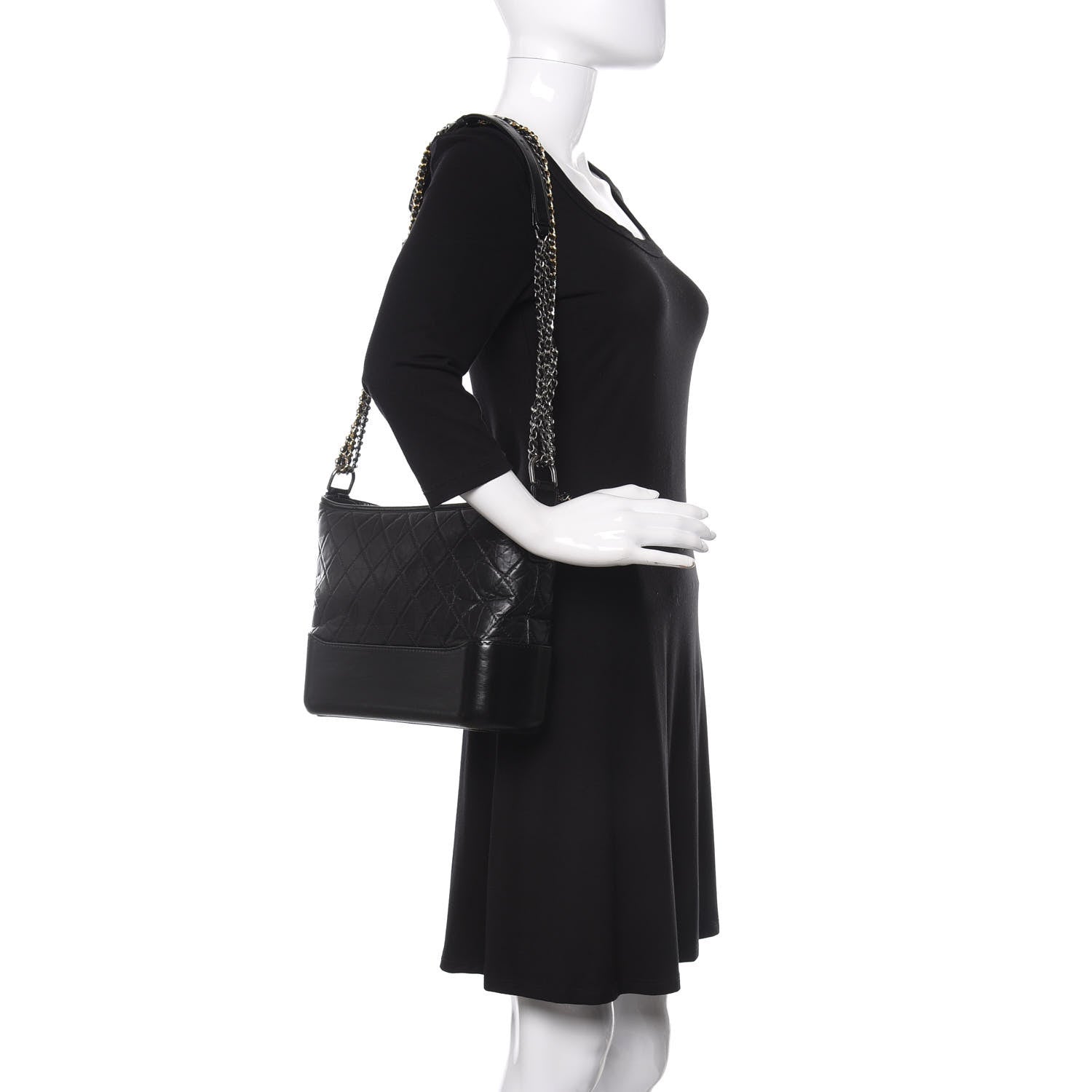 Chanel Aged Calfskin Quilted Medium Gabrielle Hobo Black 2 of 10