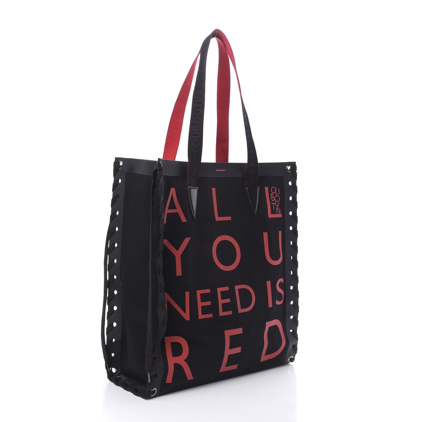Braided Canvas Small Cabalace Shopper Tote Black