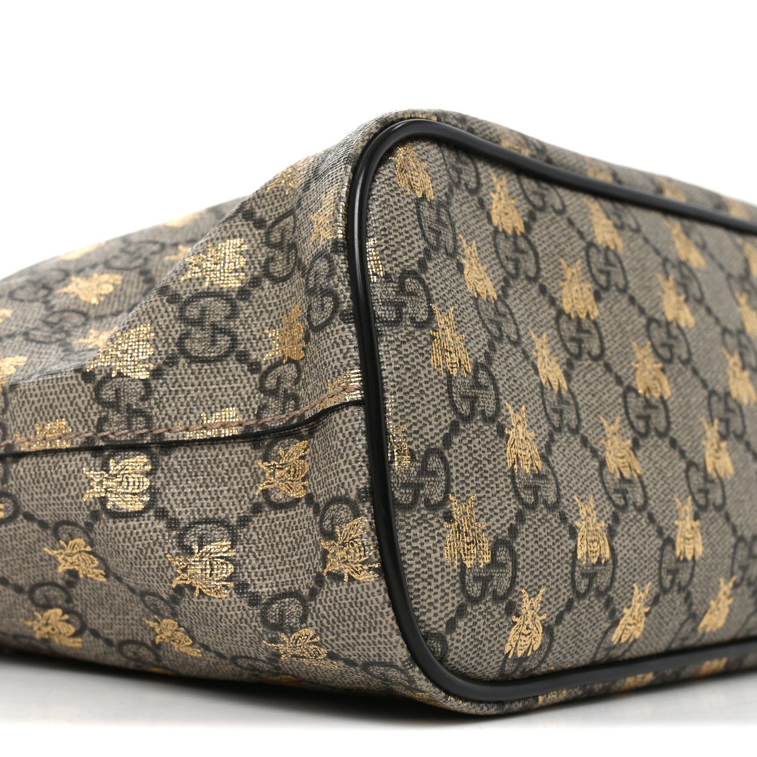 Gucci Soft GG Supreme Monogram Bees Small Crossbody Tote Beige Oro Black 9 of 10