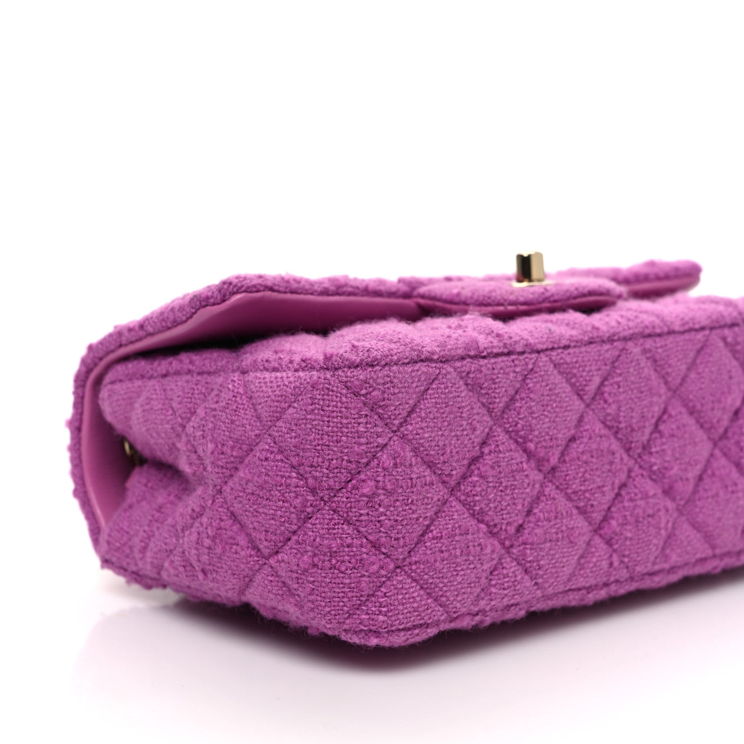 Chanel Tweed Quilted Mini Rectangular Flap Purple 1740053