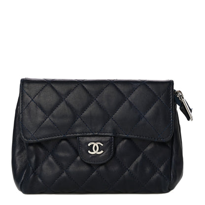 Chanel Lambskin Quilted Flap Cosmetic Case Blue 1 of 11
