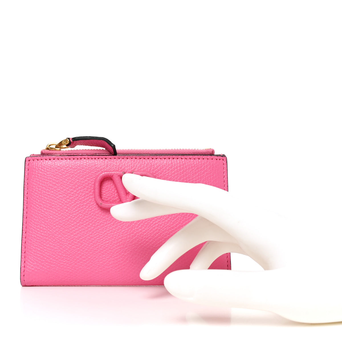 Calfskin Vlogo Zip Wallet Feminine Pink