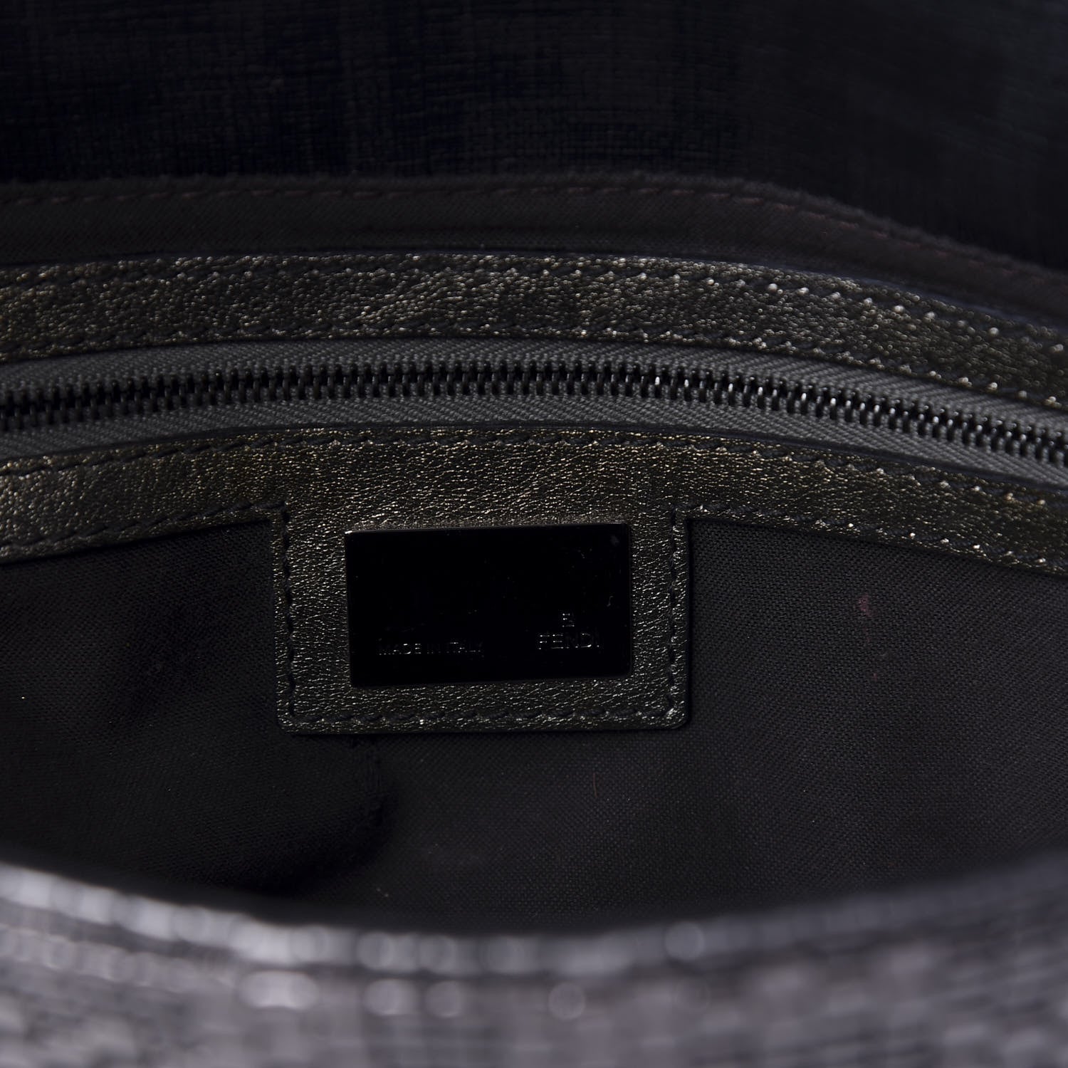Fendi Metallic Lambskin Woven Baguette Light Grey 11 of 12