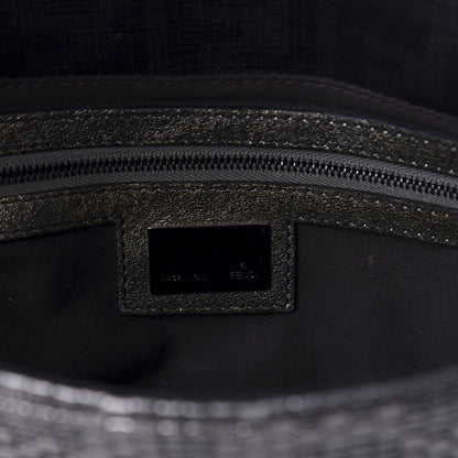 Fendi Metallic Lambskin Woven Baguette Light Grey 11 of 12