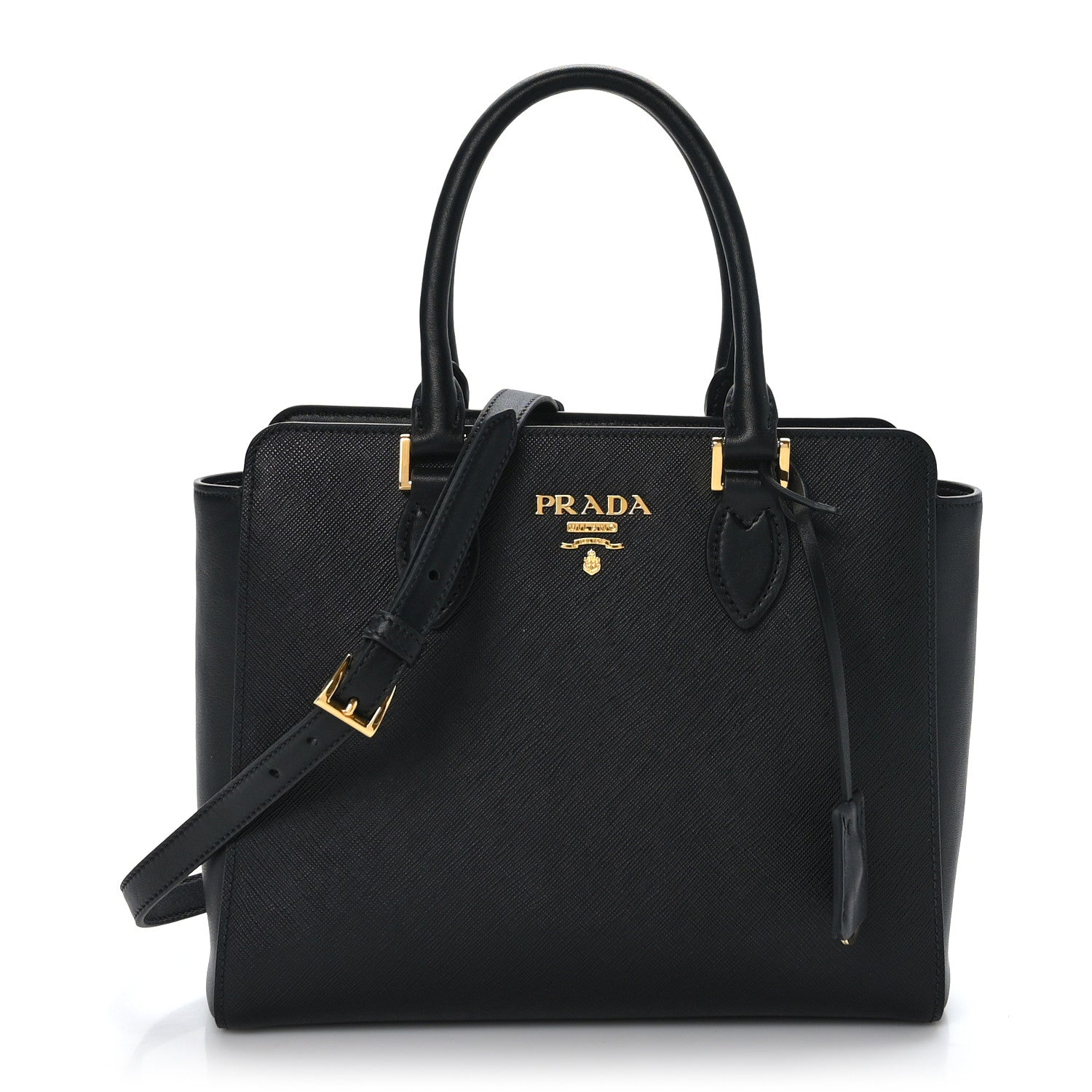 Prada Saffiano Soft Calfskin Small Zippered Tote Black 1 of 8