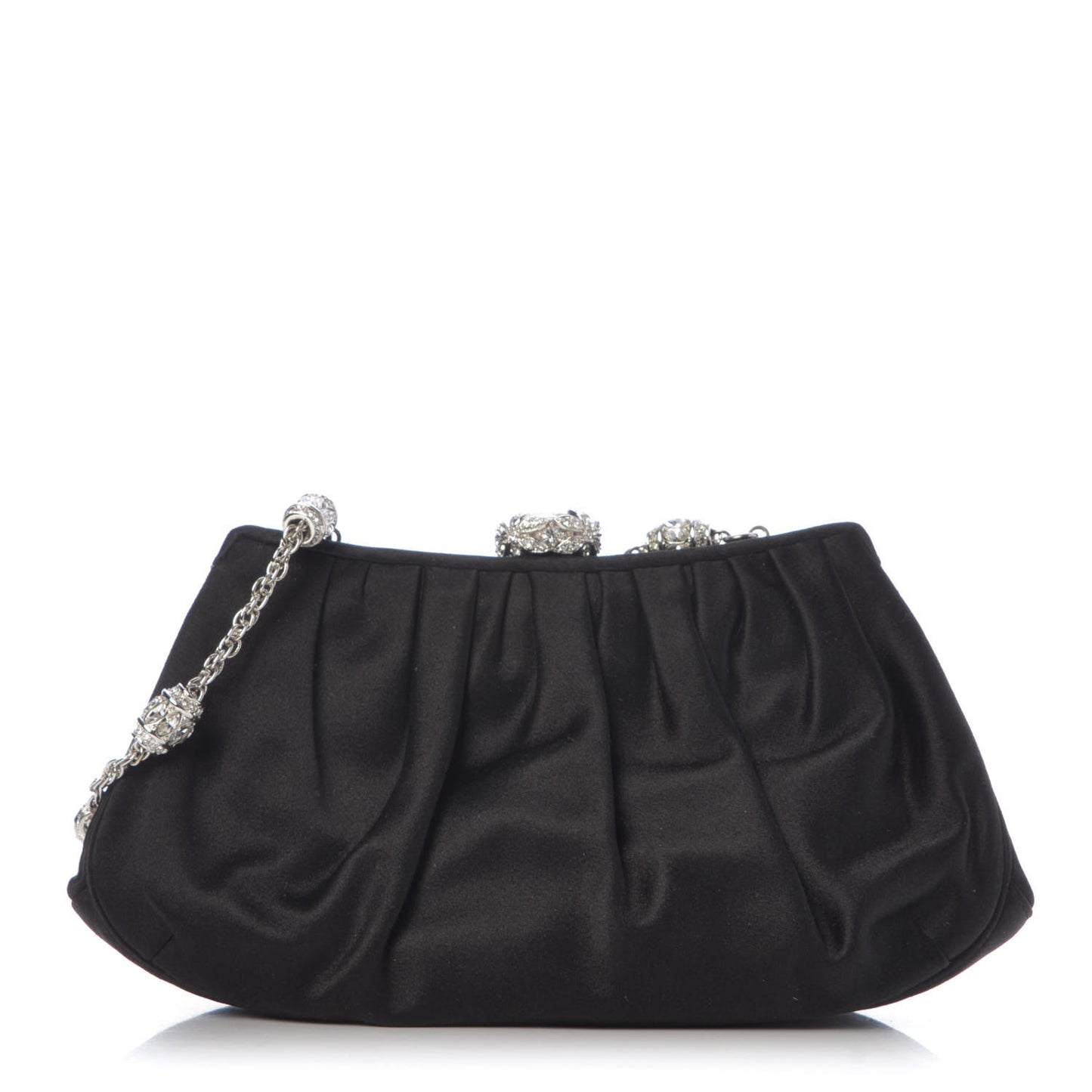 Crystal Satin Clutch Black