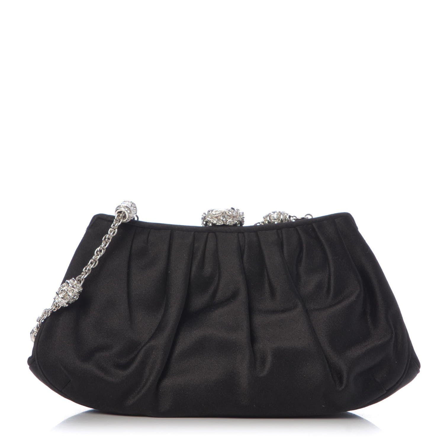 Judith Leiber Crystal Satin Clutch Black 1 of 9