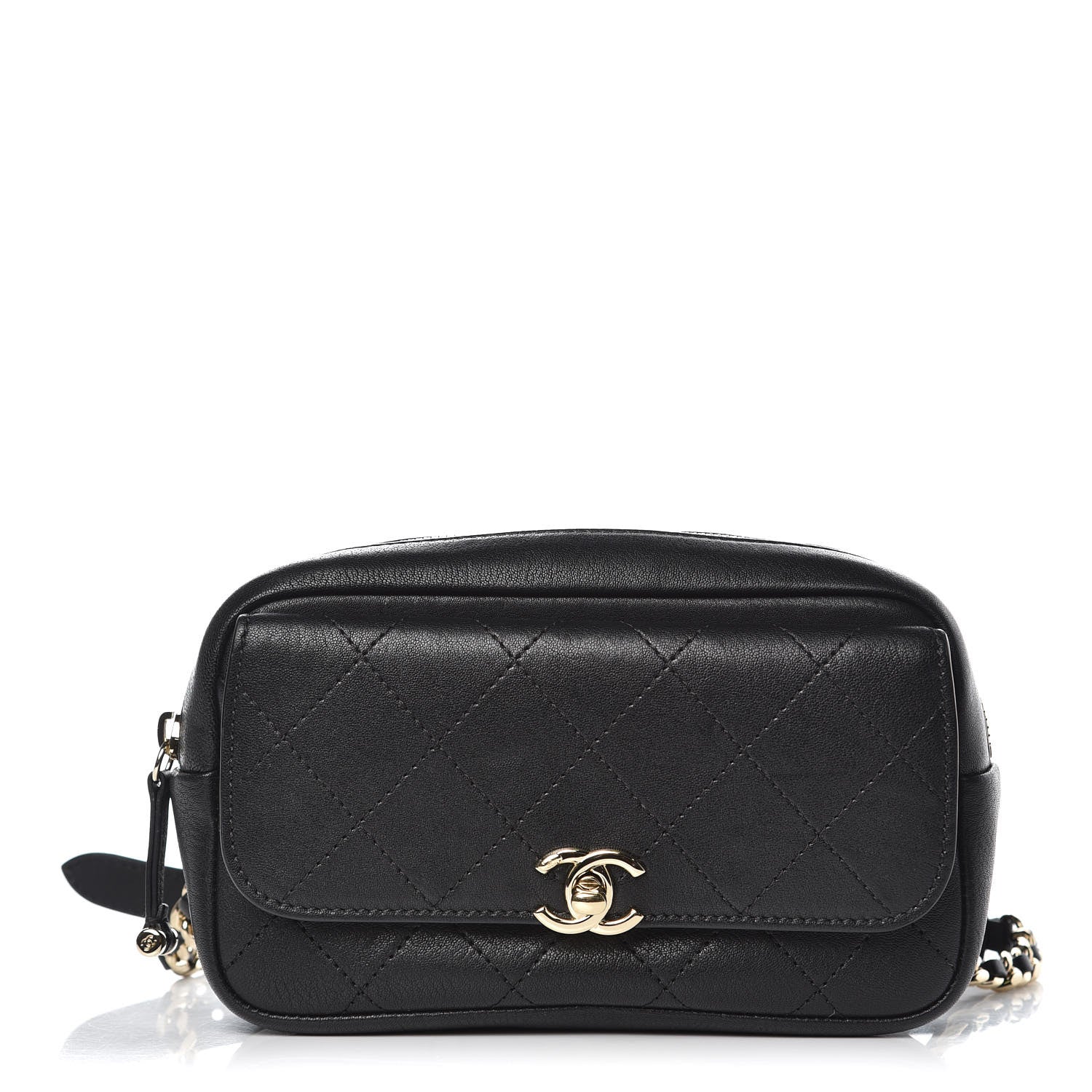 Chanel Calfskin Stitched Casual Trip Waist Bag Black 1 of 11