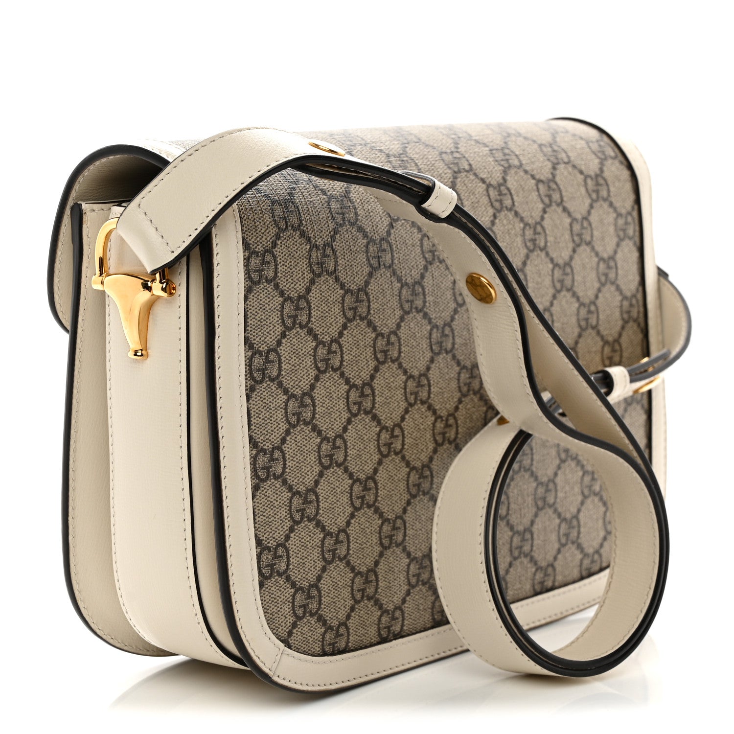 Gucci GG Supreme Monogram Horsebit 1955 Shoulder Bag Beige Mystic White 3 of 10