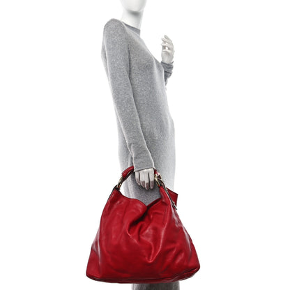 Gucci Calfskin Large Horsebit Chain Hobo Red 2 of 14