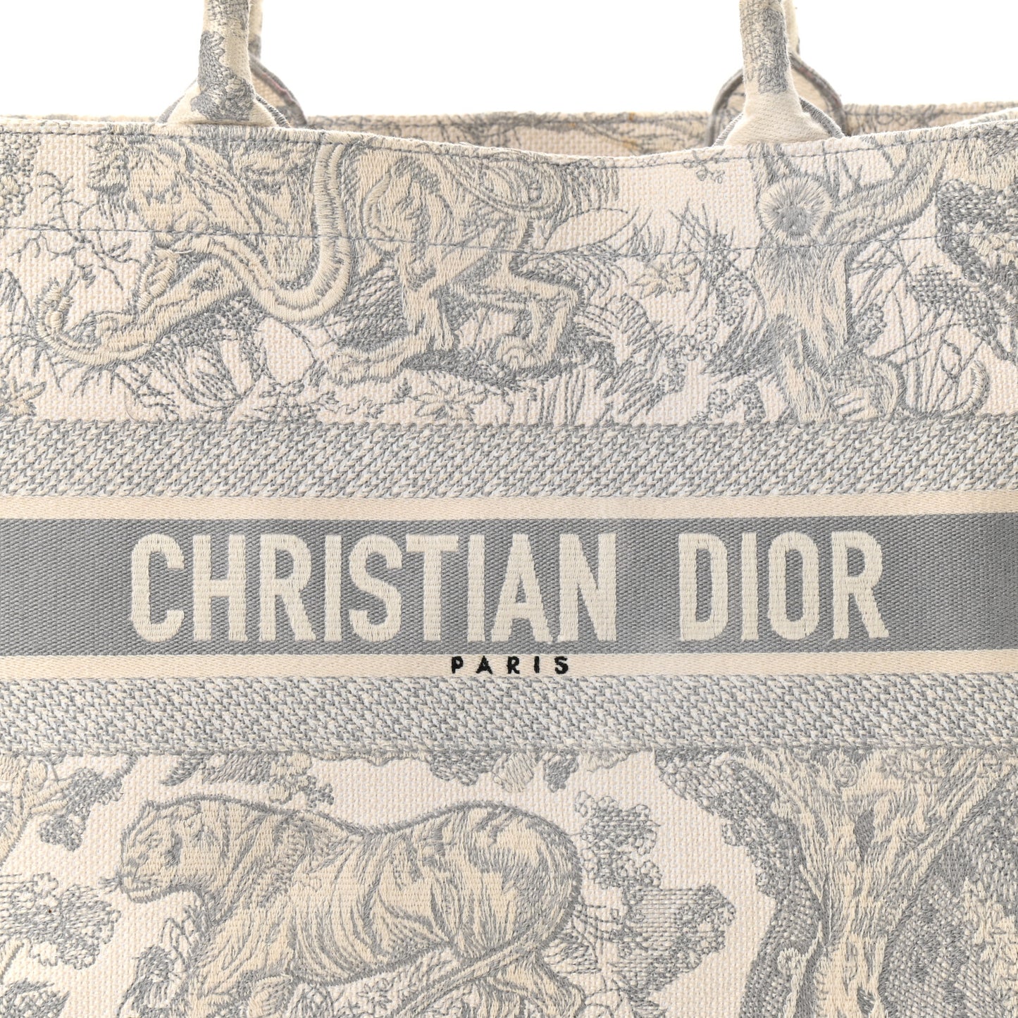 Canvas Embroidered Medium Dioriviera Toile De Jouy Book Tote Gray